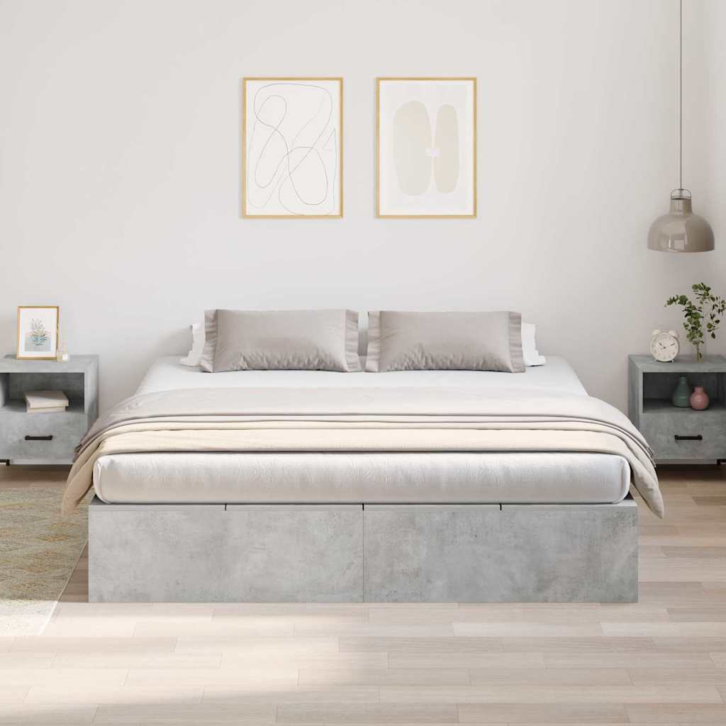 Seng med lagring Betonggrå 200 x 200 cm Konstruert tre vidaXL