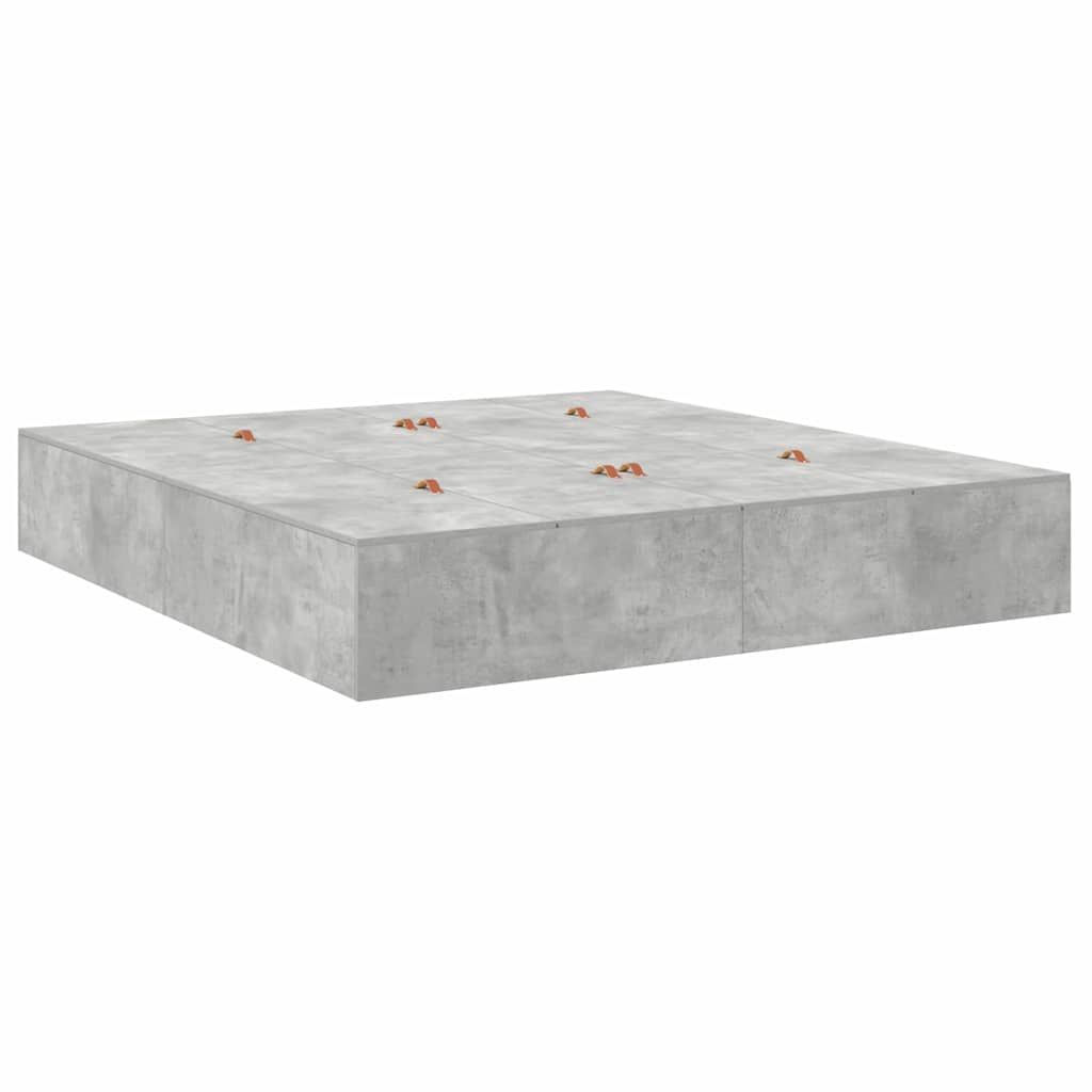 Seng med lagring Betonggrå 200 x 200 cm Konstruert tre vidaXL