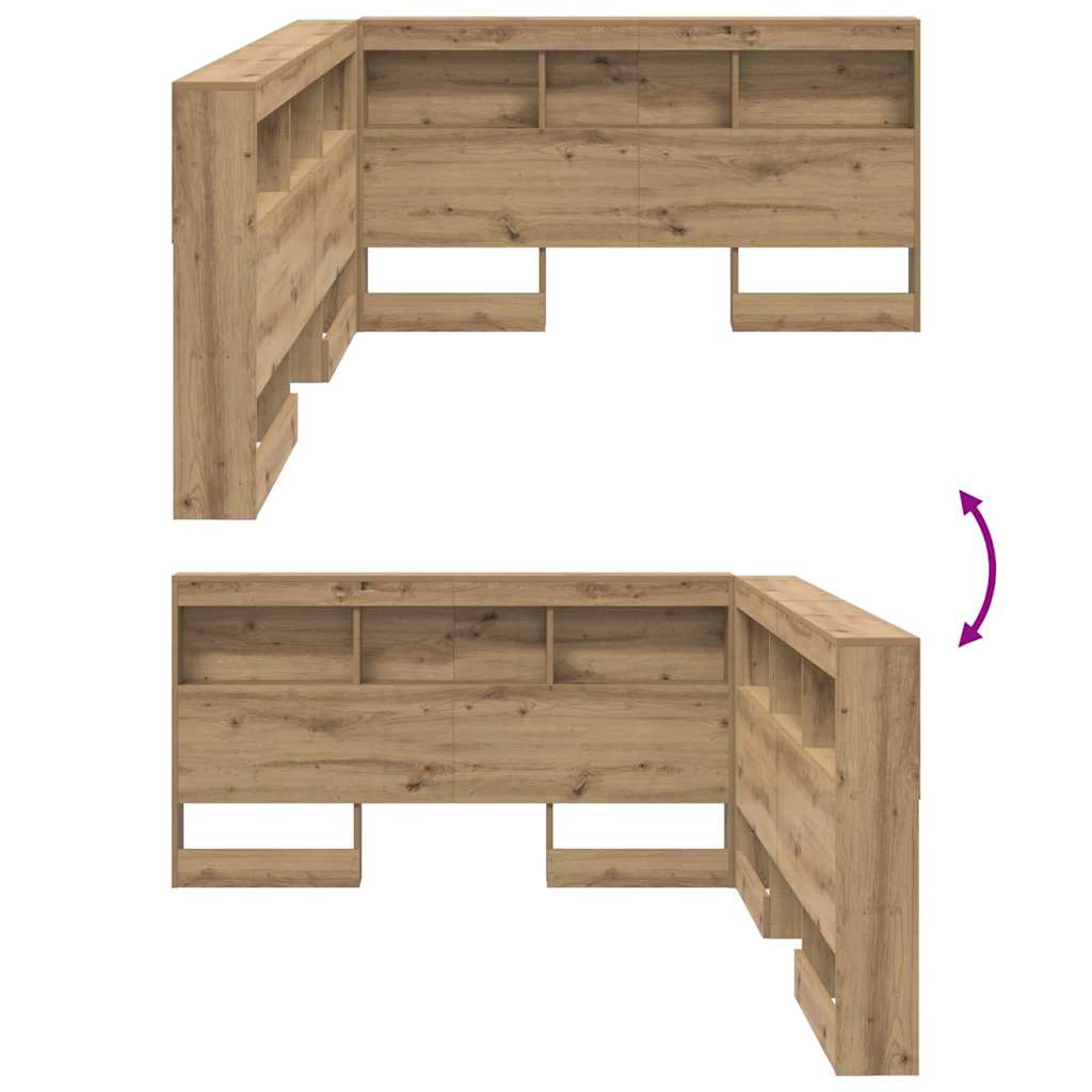 Lagringshodegavl med hylle Artisan Eik 140 cm Konstruert tre