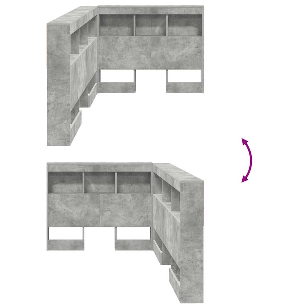 Lagringshodegavl med hylle Betonggrå 90 cm Konstruert tre