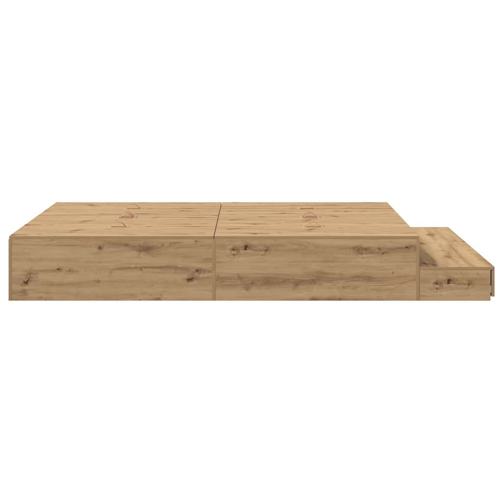 Seng med lagring med skuff Artisan Eik 150 cm Konstruert tre