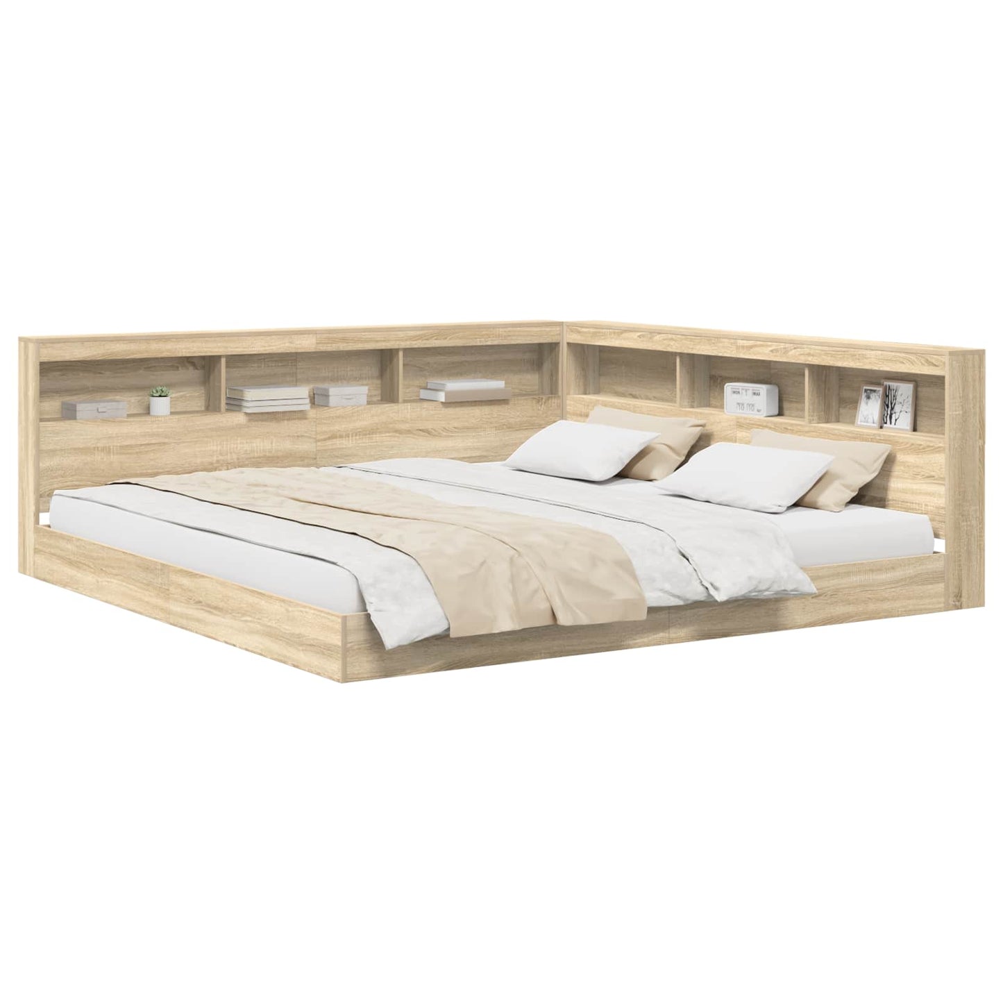 Bokhylle Seng med hylle Sonoma eik 180 x 200 cm Konstruert tre