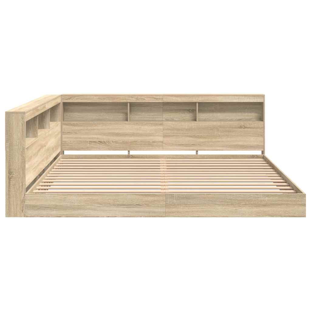 Bokhylle Seng med hylle Sonoma eik 180 x 200 cm Konstruert tre