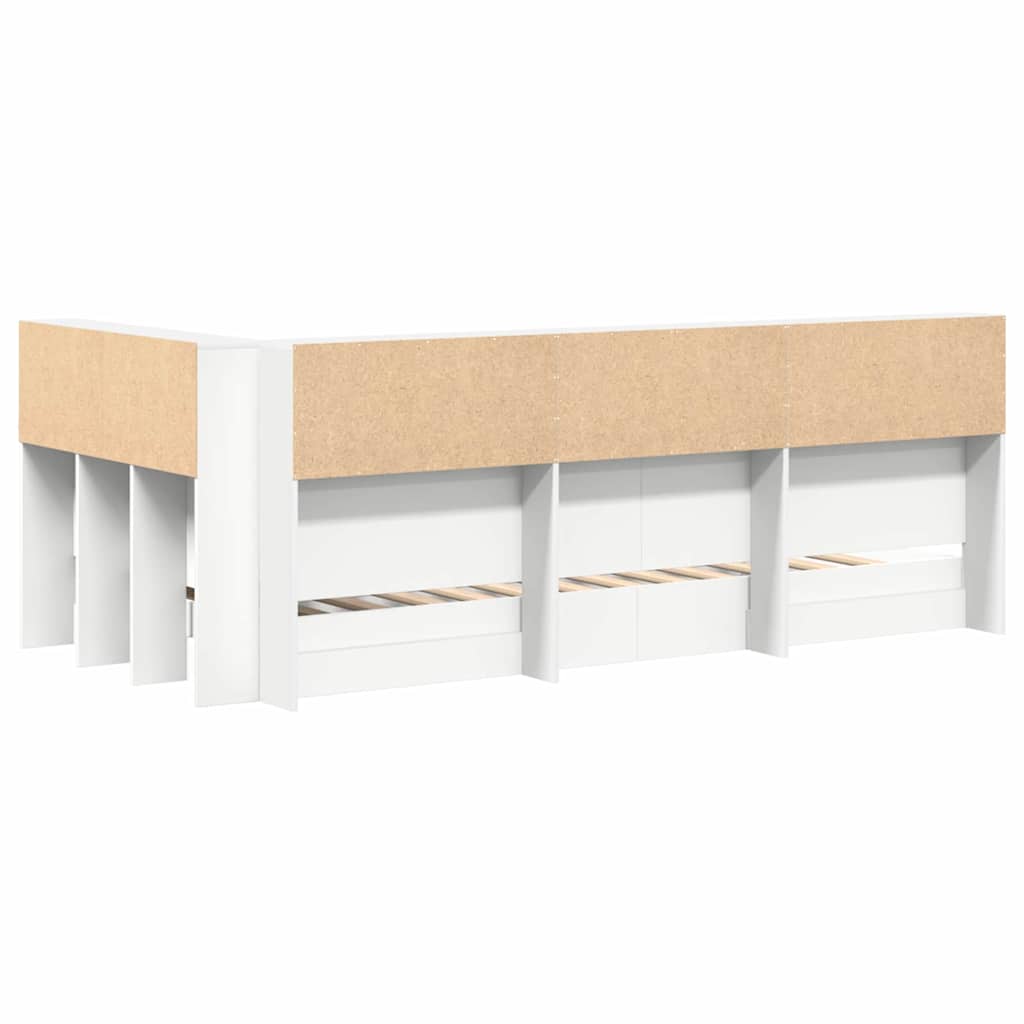 Bokhylle Seng med hodegjerde Hvit 90 x 190 cm Konstruert tre