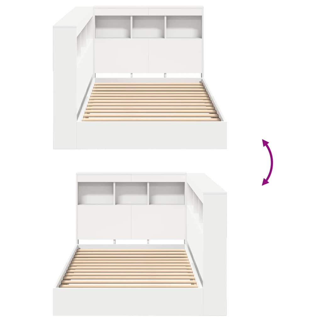Bokhylle Seng med hodegjerde Hvit 90 x 190 cm Konstruert tre