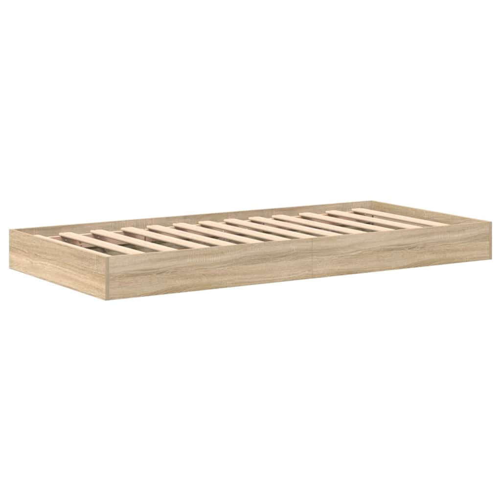 Bokhylle Seng med lagring Sonoma eik 75 x 190 cm Konstruert tre