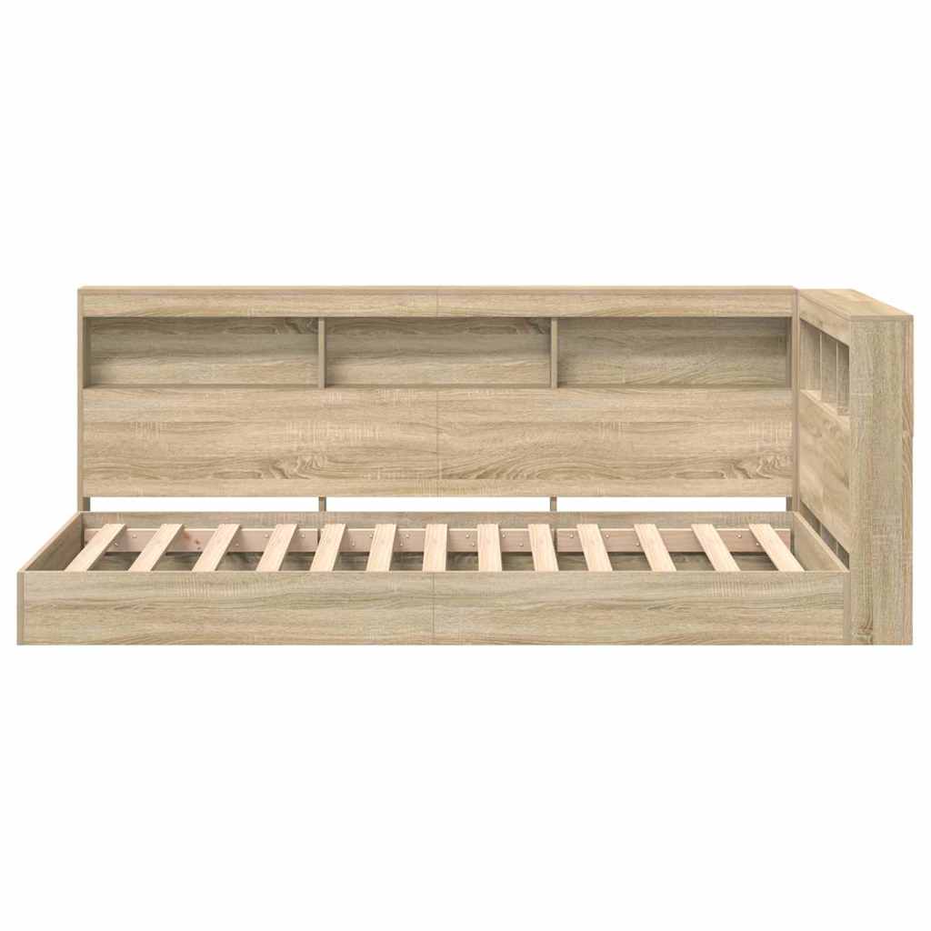 Bokhylle Seng med lagring Sonoma eik 75 x 190 cm Konstruert tre