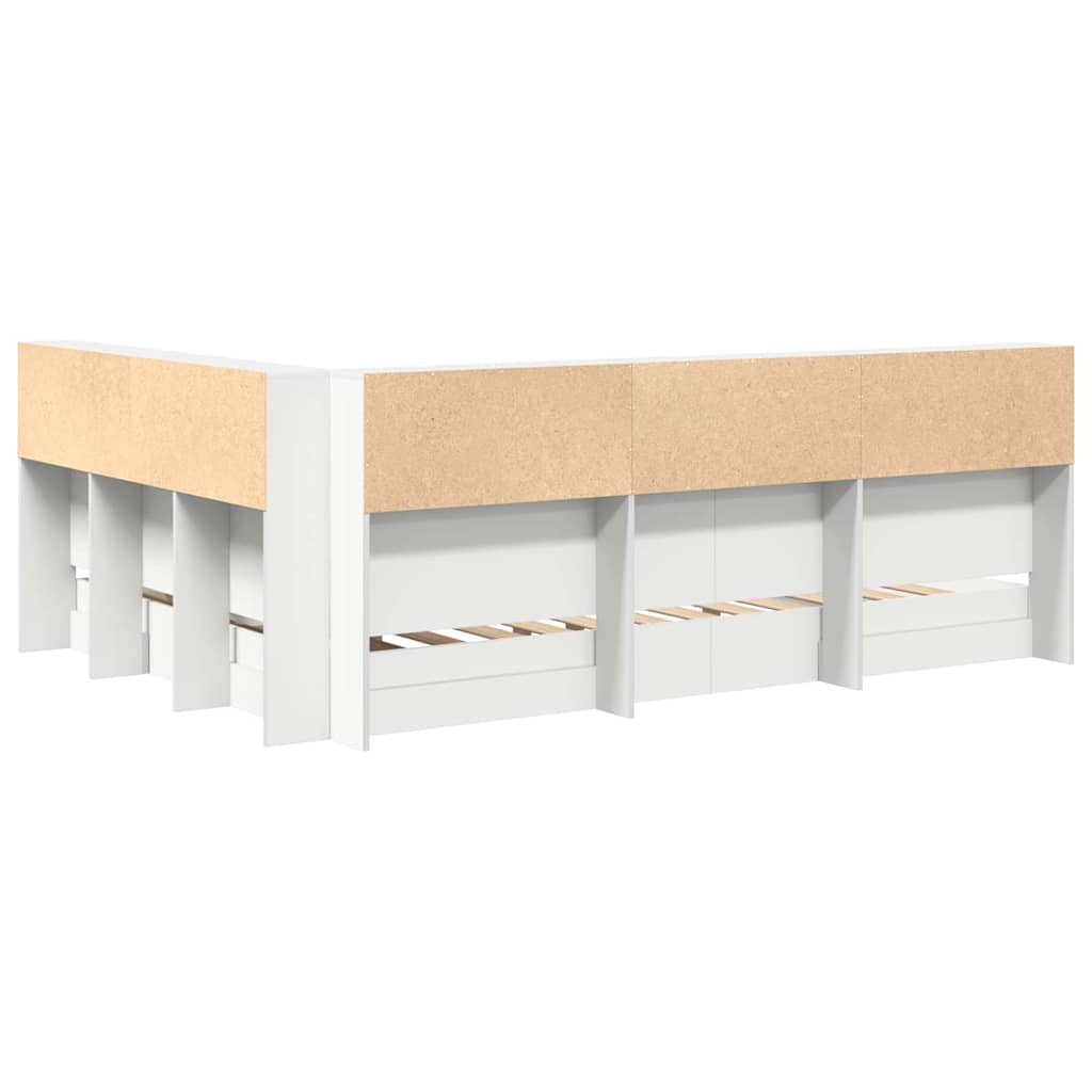 Bokhylle Seng med hodegjerde Hvit 135 x 190 cm Konstruert tre