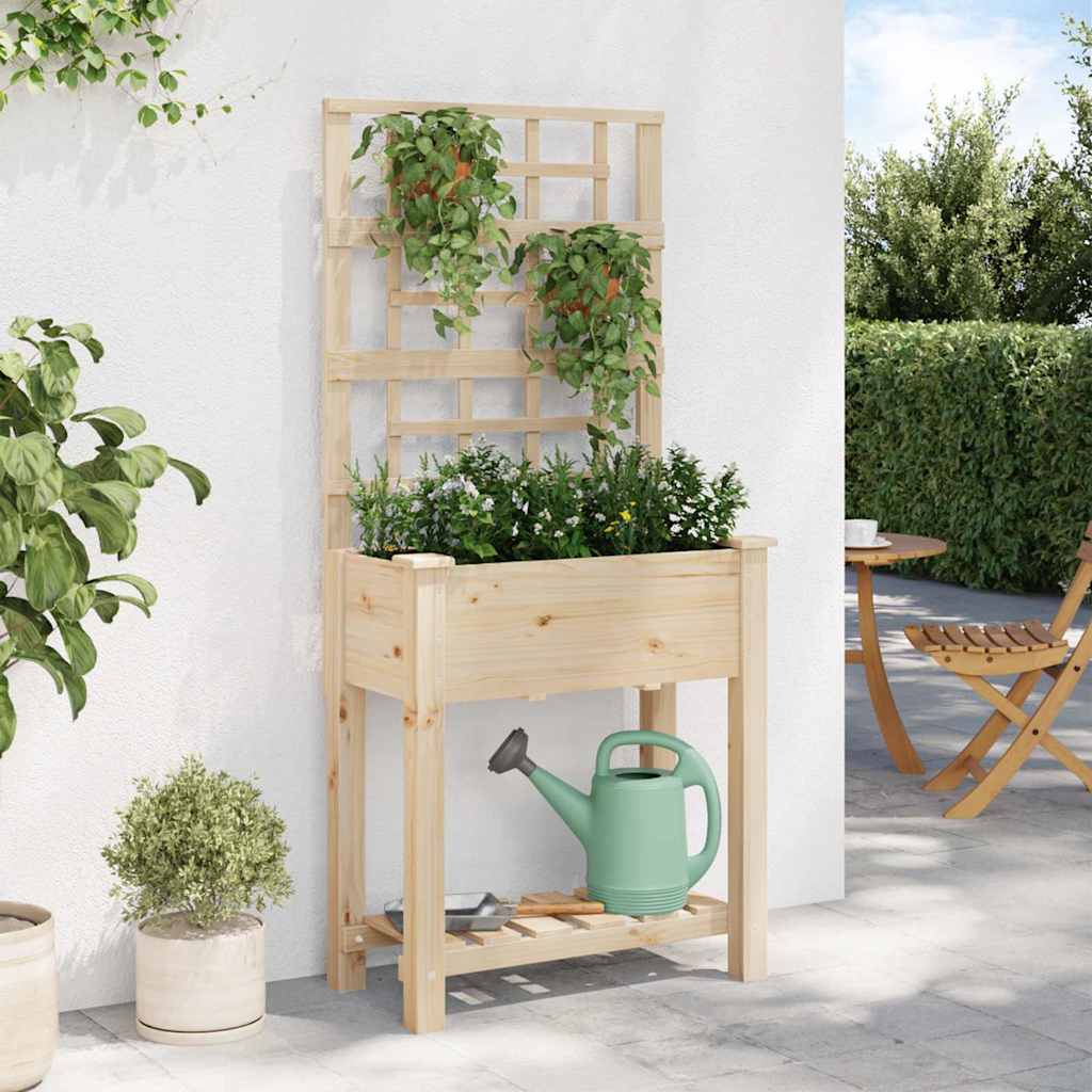 Hageblomsterpotte Beige 71 x 38 x 152 cm Massiv Furu Tre