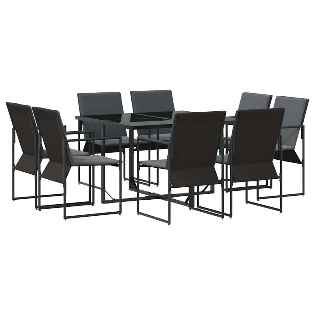 Hage Spisegruppe 9 stk. Svart Stål