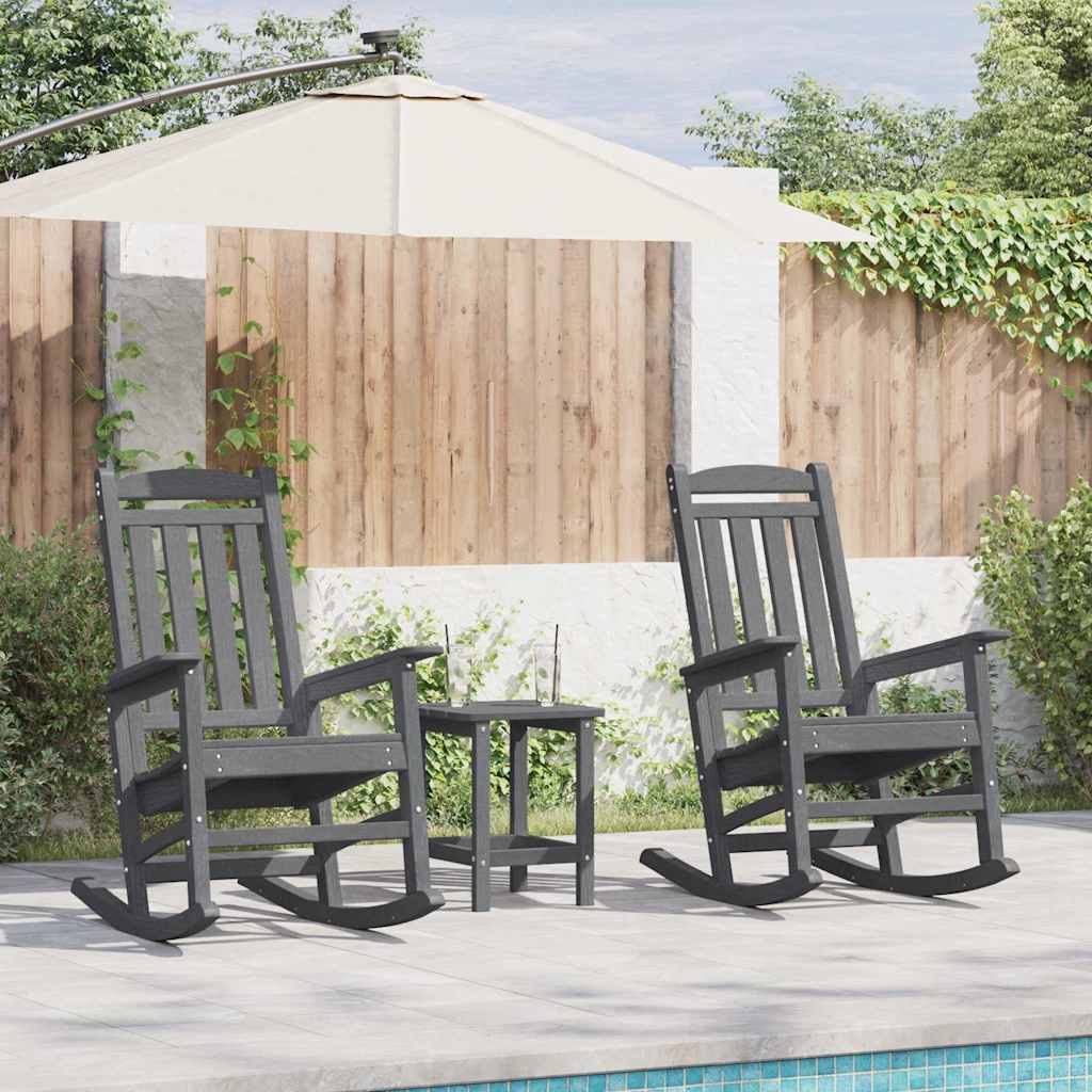 Gyngestol 3 pcs Lysegrå Polyethylen vidaXL