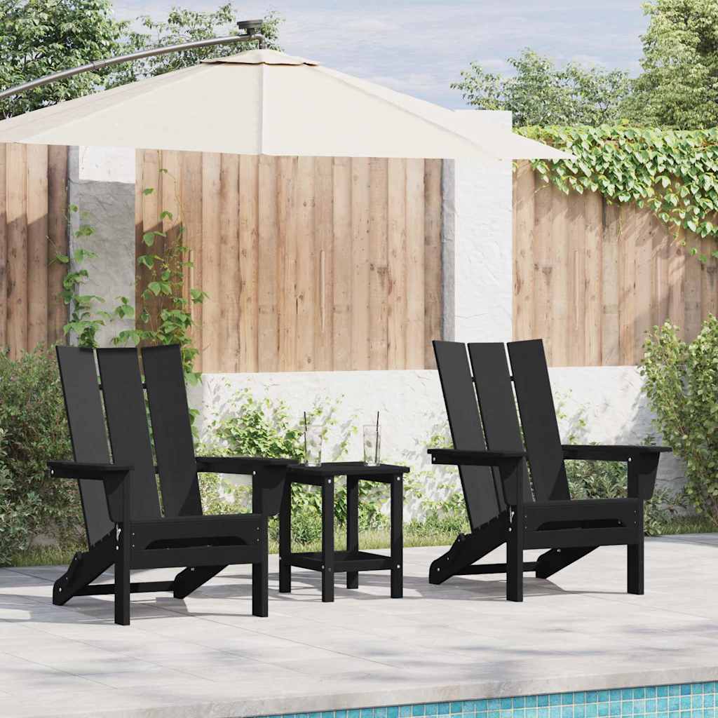 Hage Stol 3 pcs Svart 80.5 x 74.5 x 92 cm Polyethylen