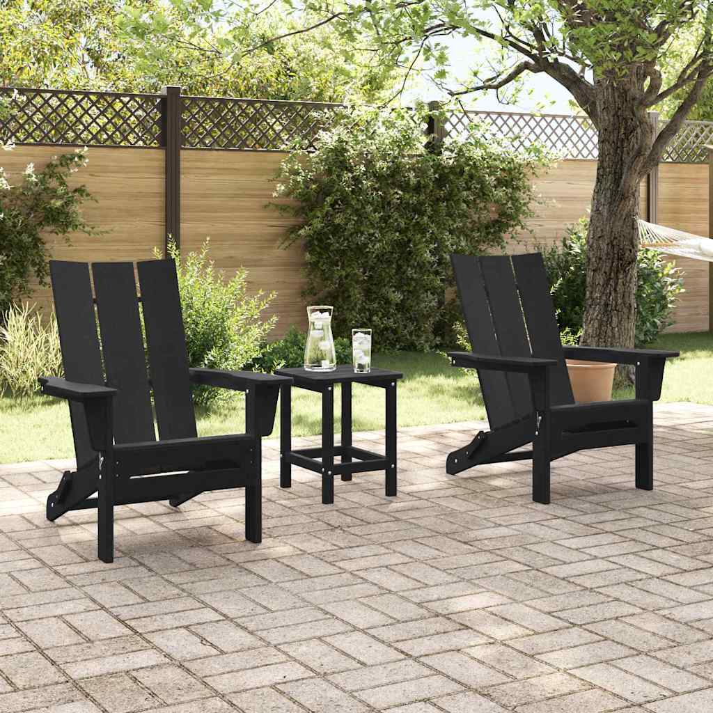 Hage Stol 3 pcs Svart 80.5 x 74.5 x 92 cm Polyethylen