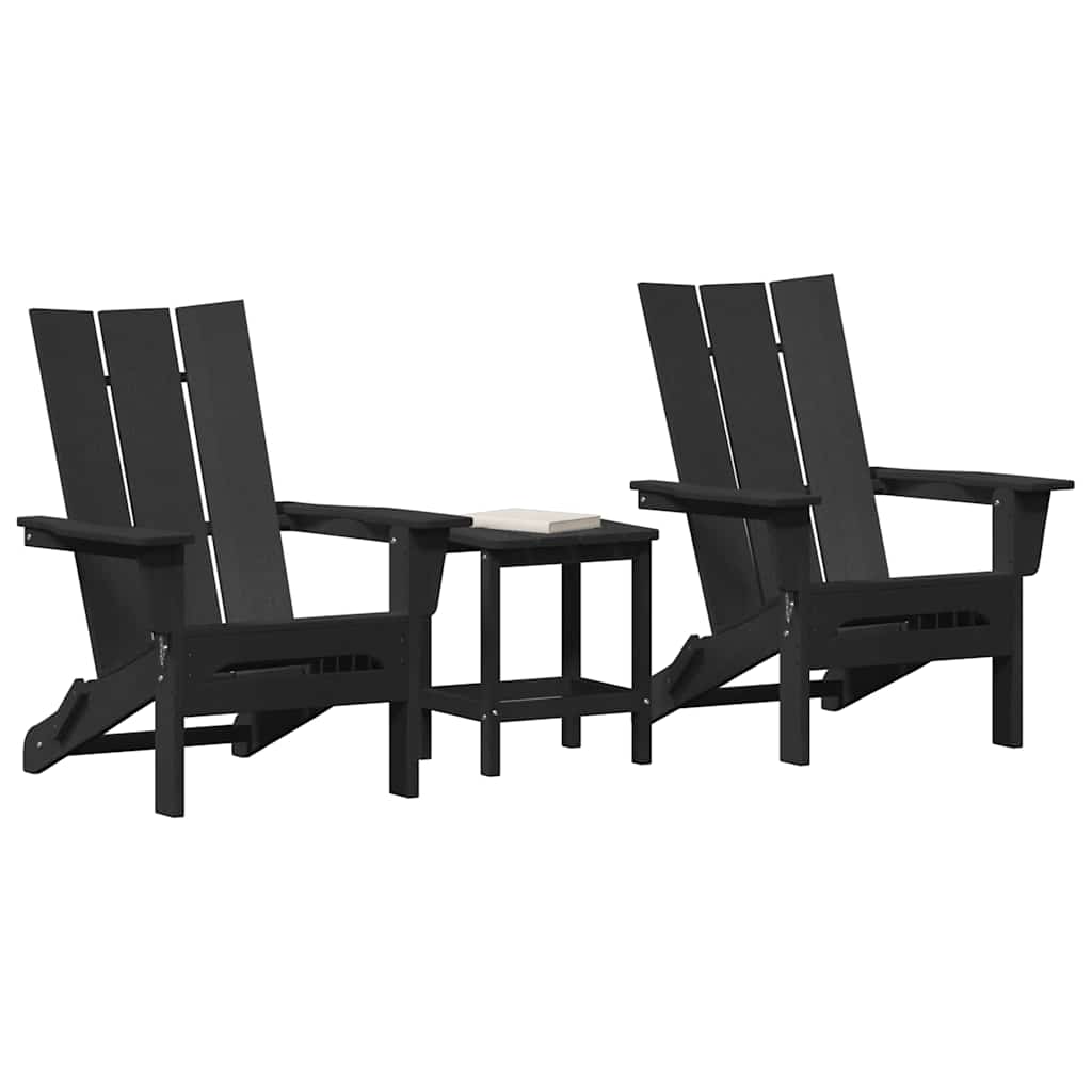 Hage Stol 3 pcs Svart 80.5 x 74.5 x 92 cm Polyethylen