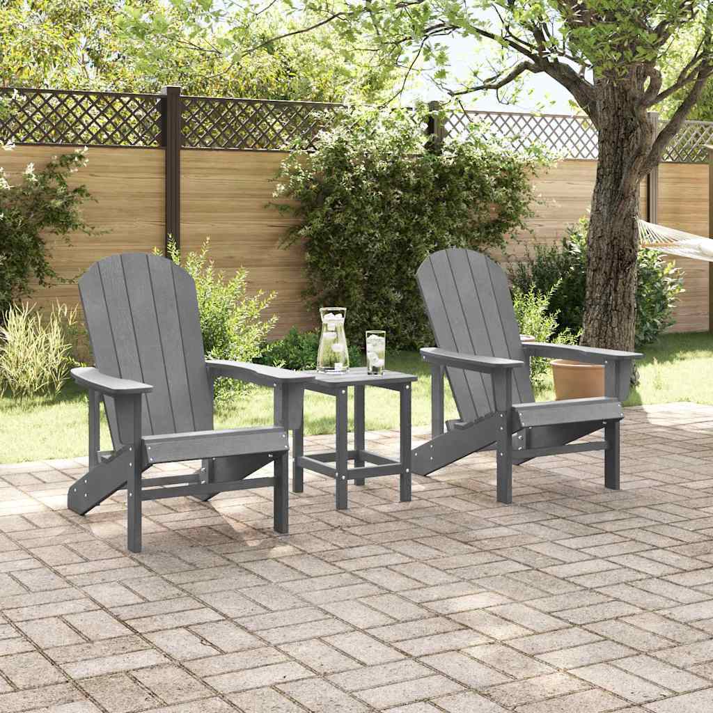 Hage Stol 3 pcs Lysegrå Polyethylen vidaXL
