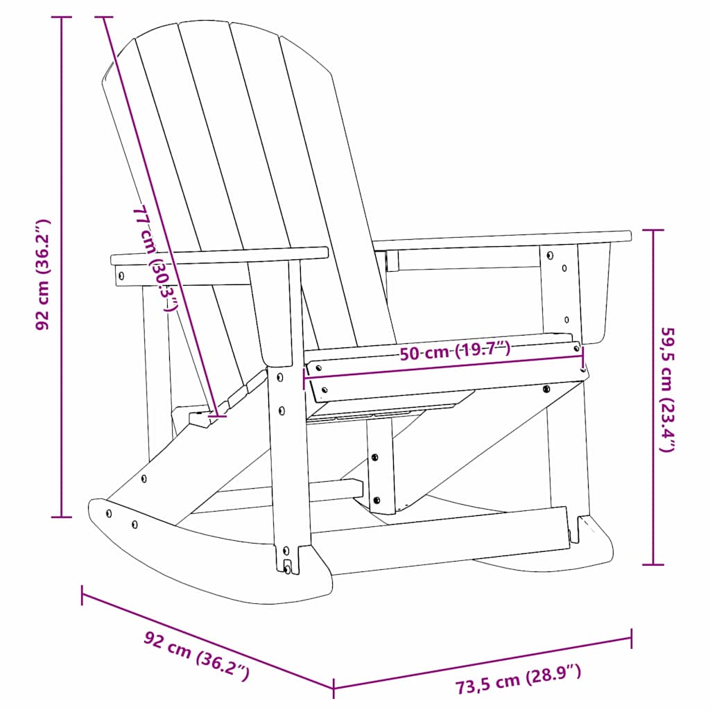Adirondack Gyngestoler 2 pcs Hvit HDPE