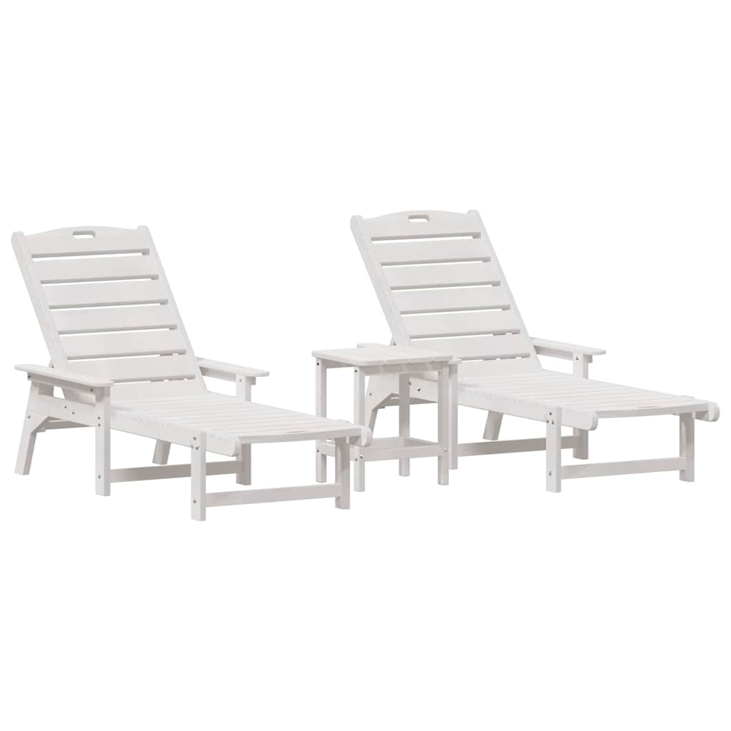 Solstol 3 pcs Hvit Polyethylen vidaXL