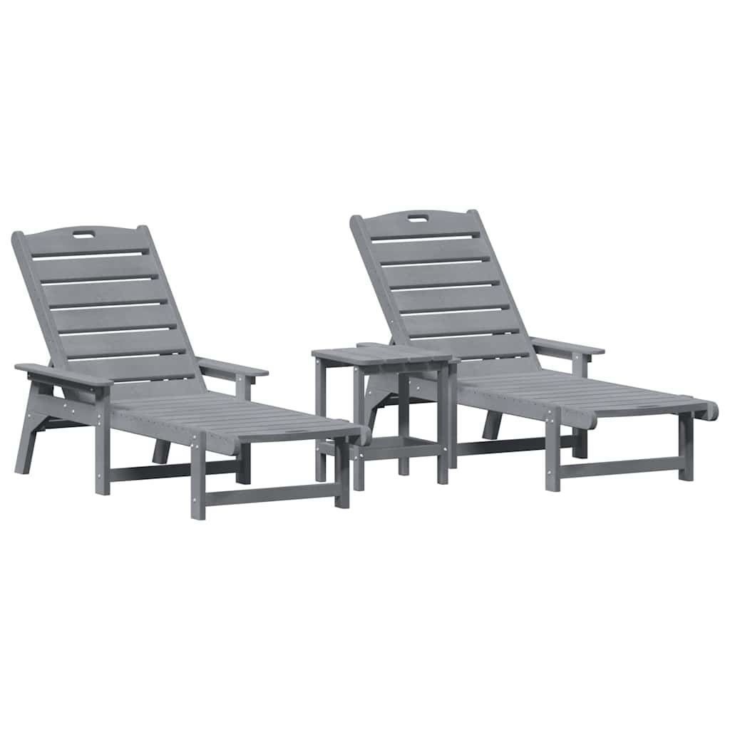 Solstol 3 pcs Lysegrå Polyethylen vidaXL