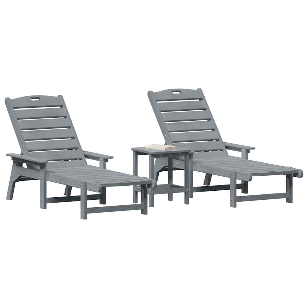 Solstol 3 pcs Lysegrå Polyethylen vidaXL