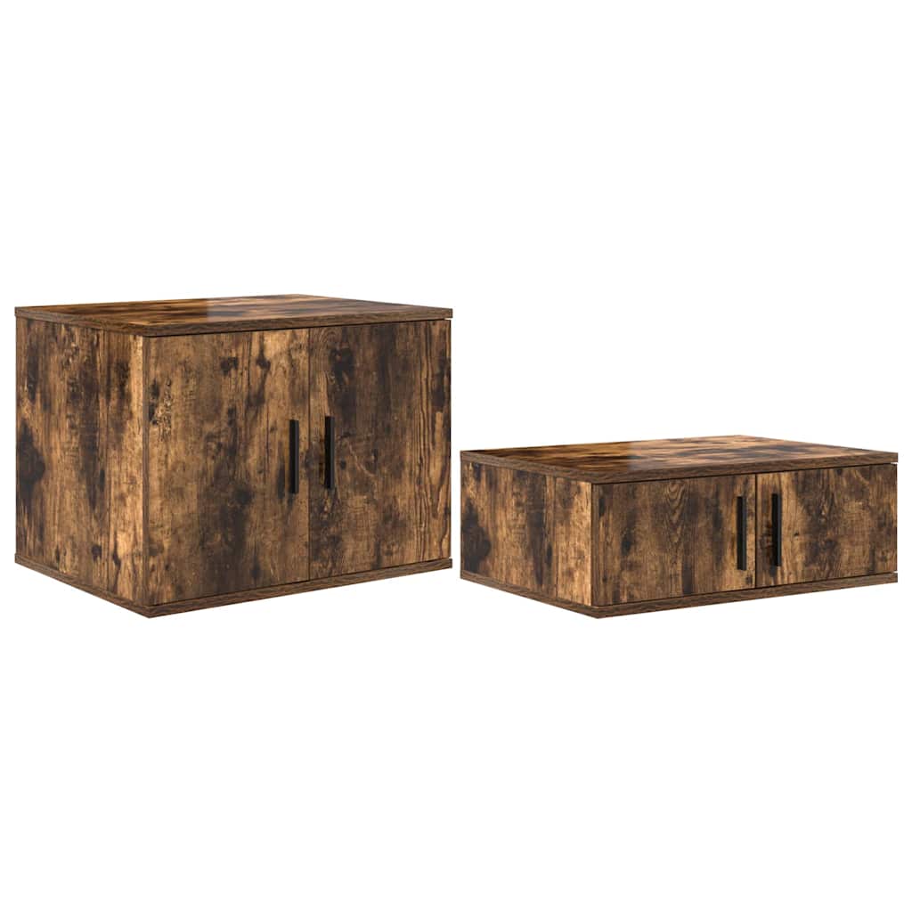Oppbevaringsskap 2 pcs Røkt eik 108 x 41 x 40 cm Konstruert tre