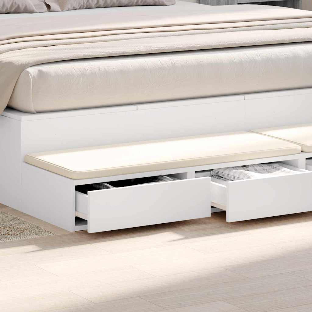 Sengeskuffer med skuff Hvit 200 x 36,5 x 16,5 cm Konstruert tre
