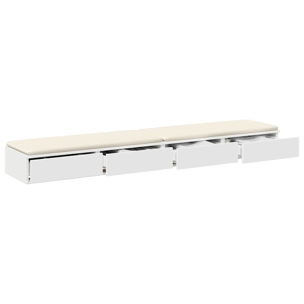 Sengeskuffer med skuff Hvit 200 x 36,5 x 16,5 cm Konstruert tre
