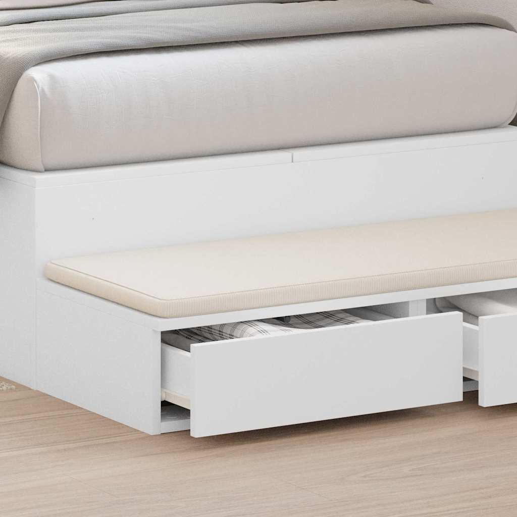 Sengeskuffer med skuff Hvit 90 x 36,5 x 16,5 cm Konstruert tre