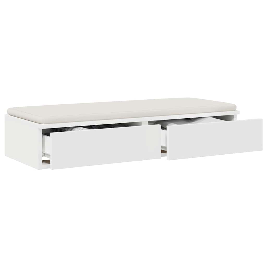 Sengeskuffer med skuff Hvit 90 x 36,5 x 16,5 cm Konstruert tre