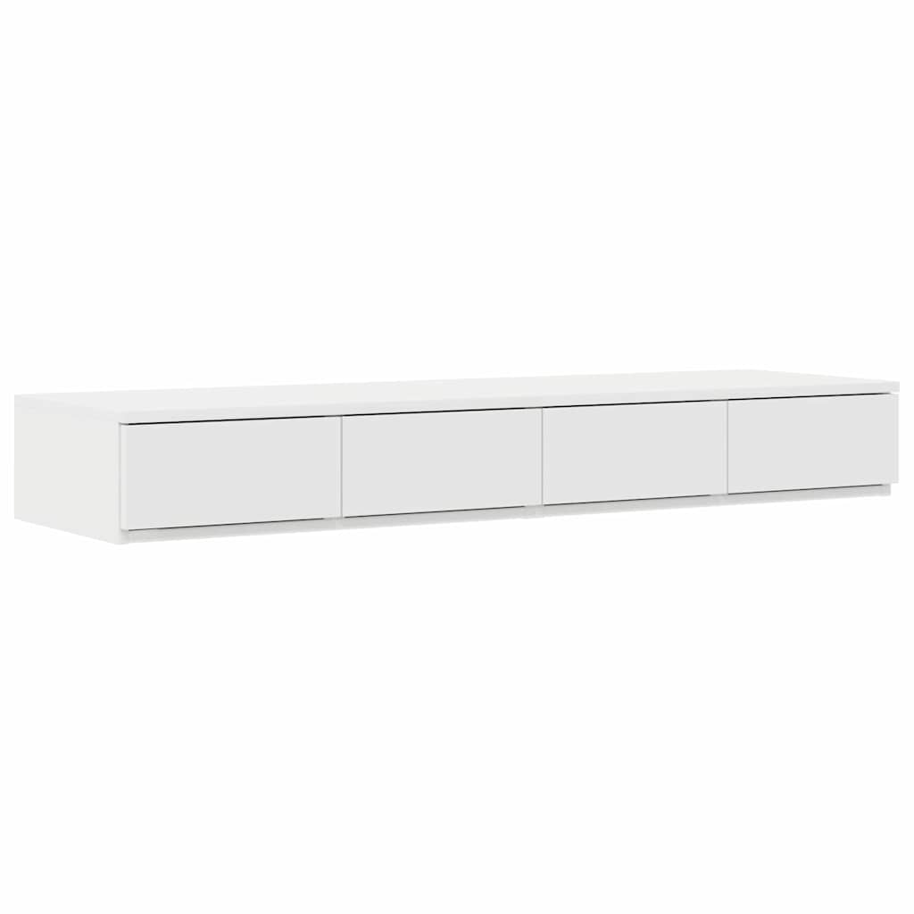Sengeskuffer med skuff Hvit 120 x 36,5 x 16,5 cm Konstruert tre