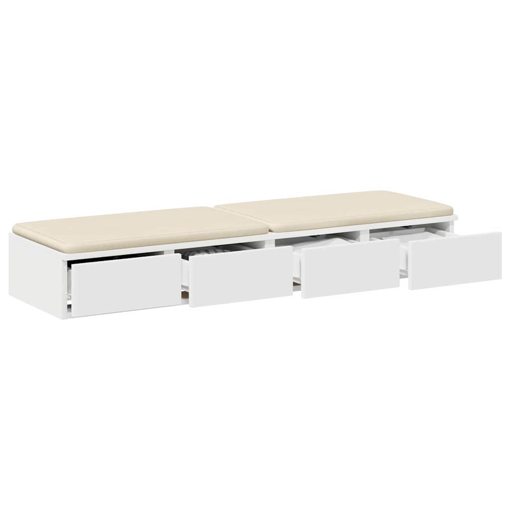Sengeskuffer med skuff Hvit 120 x 36,5 x 16,5 cm Konstruert tre