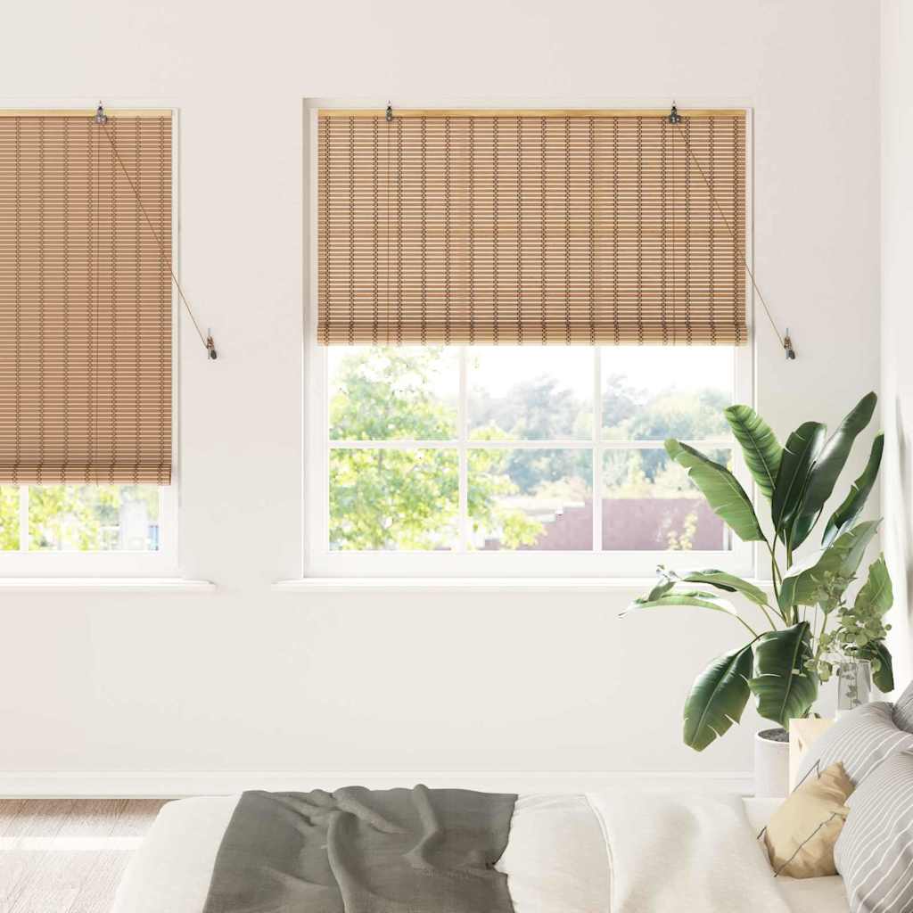 Rullegardin med gardiner Natur 150 x 220 cm Bambus