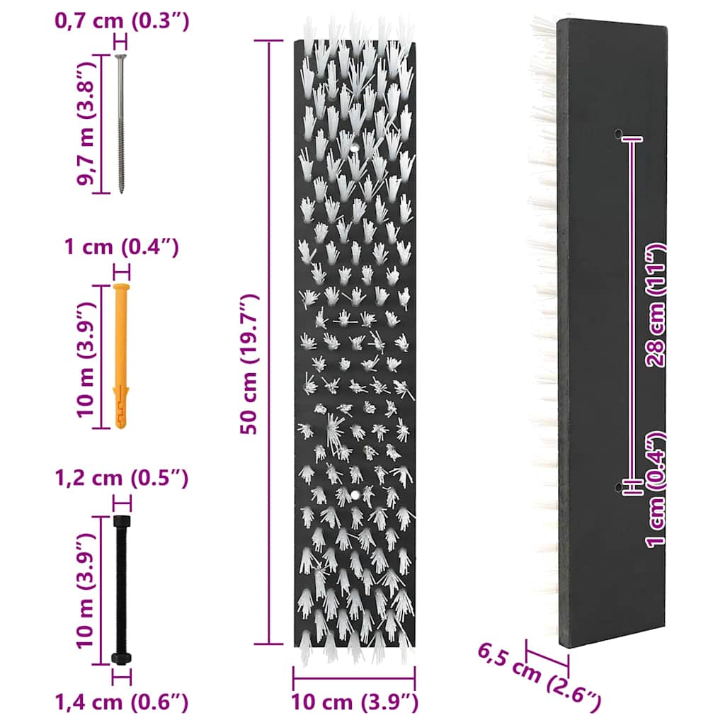 Storfe børster Svart og Hvit 50 x 10 x 6.5 cm Plast og Stål