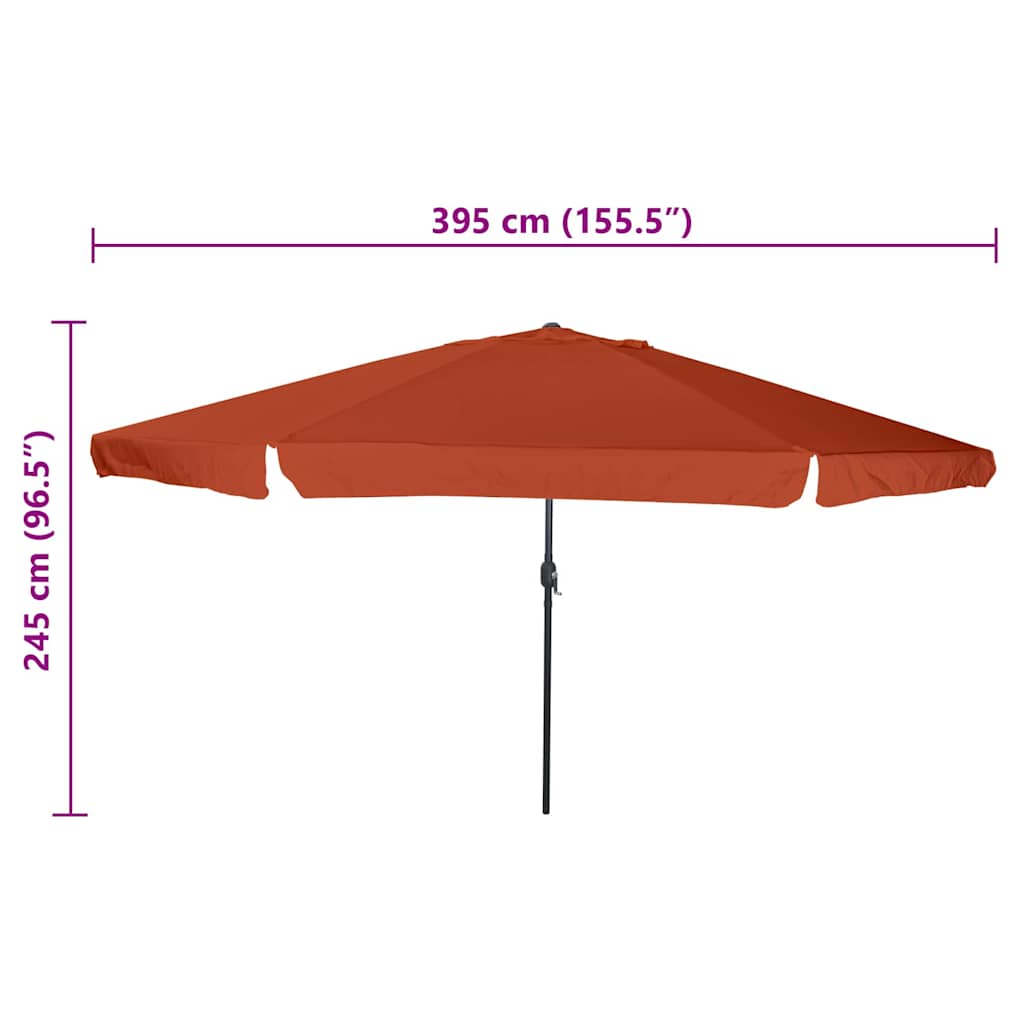 Hageparasol Terrakotta 394 x 394 x 248 cm Polyester og stål