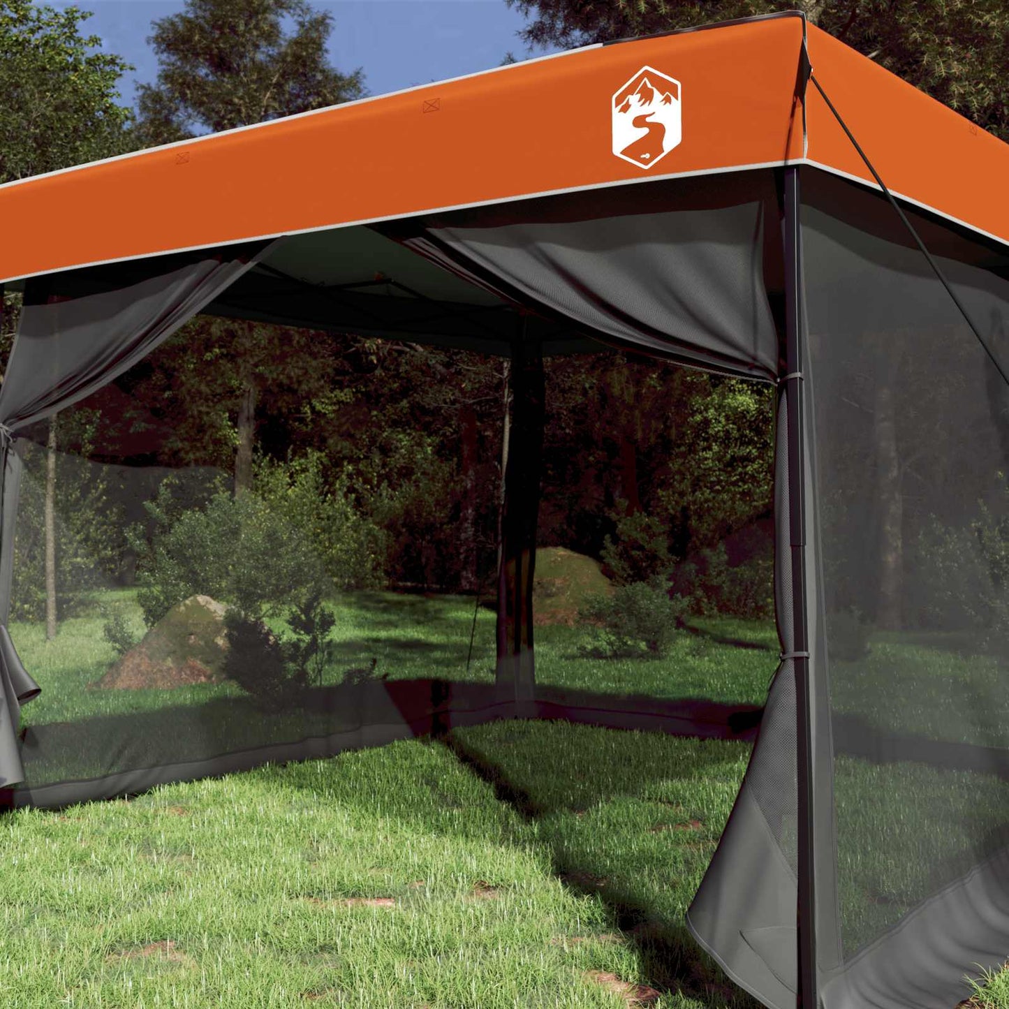 Camping Telt Sett med tak 2 pcs Grå og Oransje Taffeta og Stoff