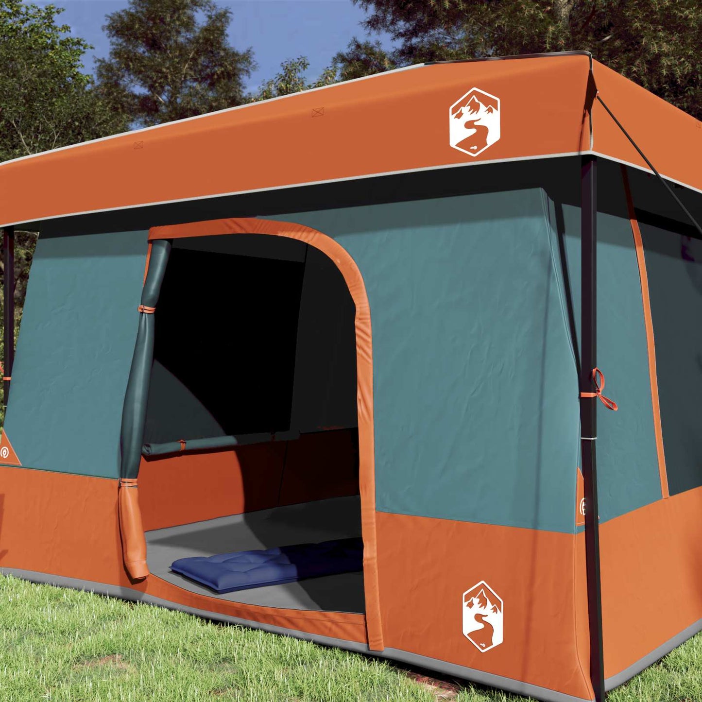 Camping Telt Sett med tak 2 pcs Grå og Oransje Taffeta og Stoff