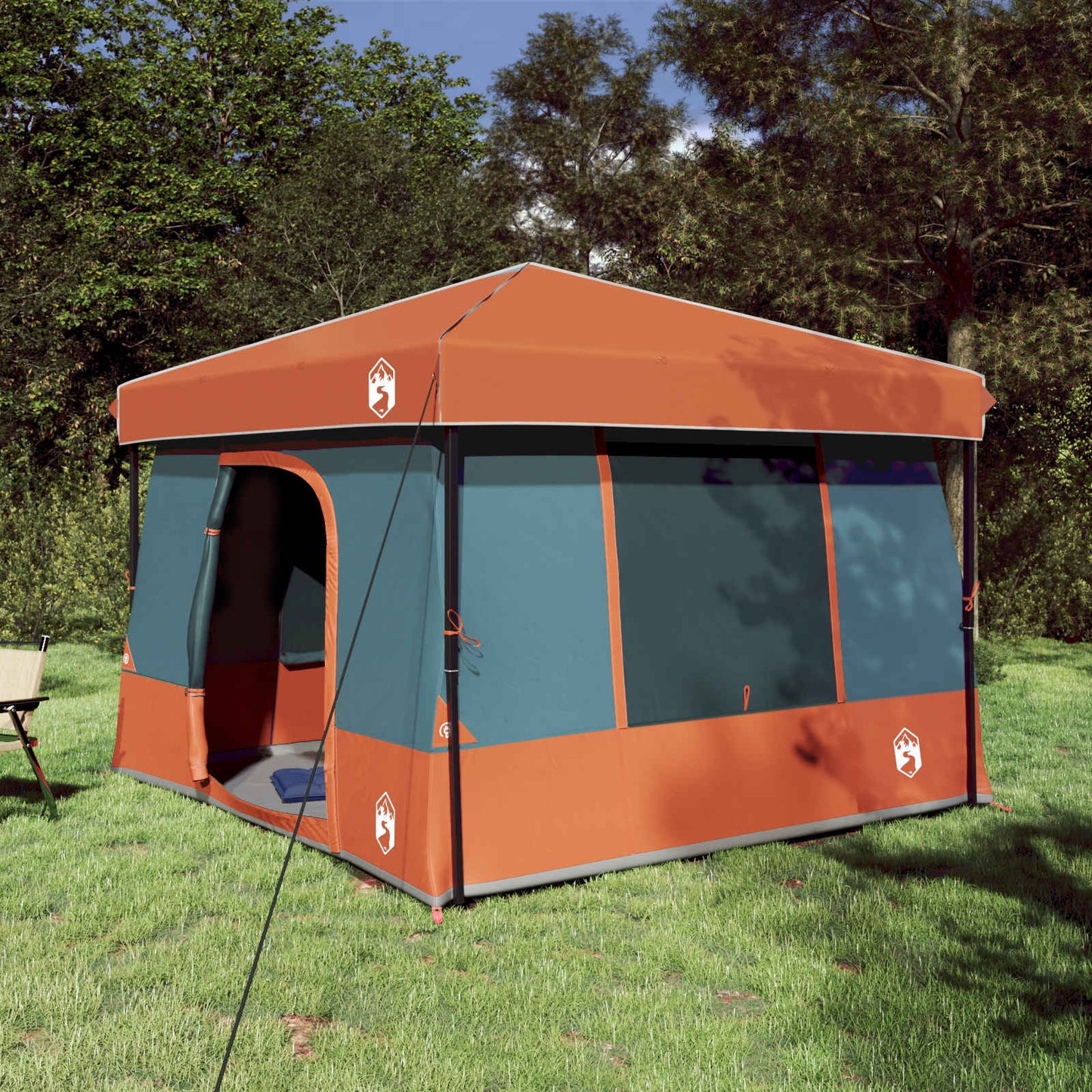 Camping Telt Sett med tak 2 pcs Grå og Oransje Taffeta og Stoff