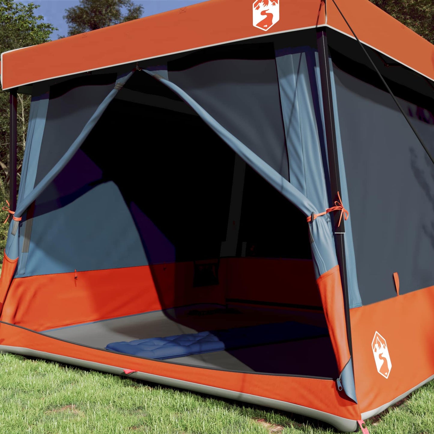 Camping Telt Sett med tak 2 pcs Grå og Oransje Taffeta og Stoff