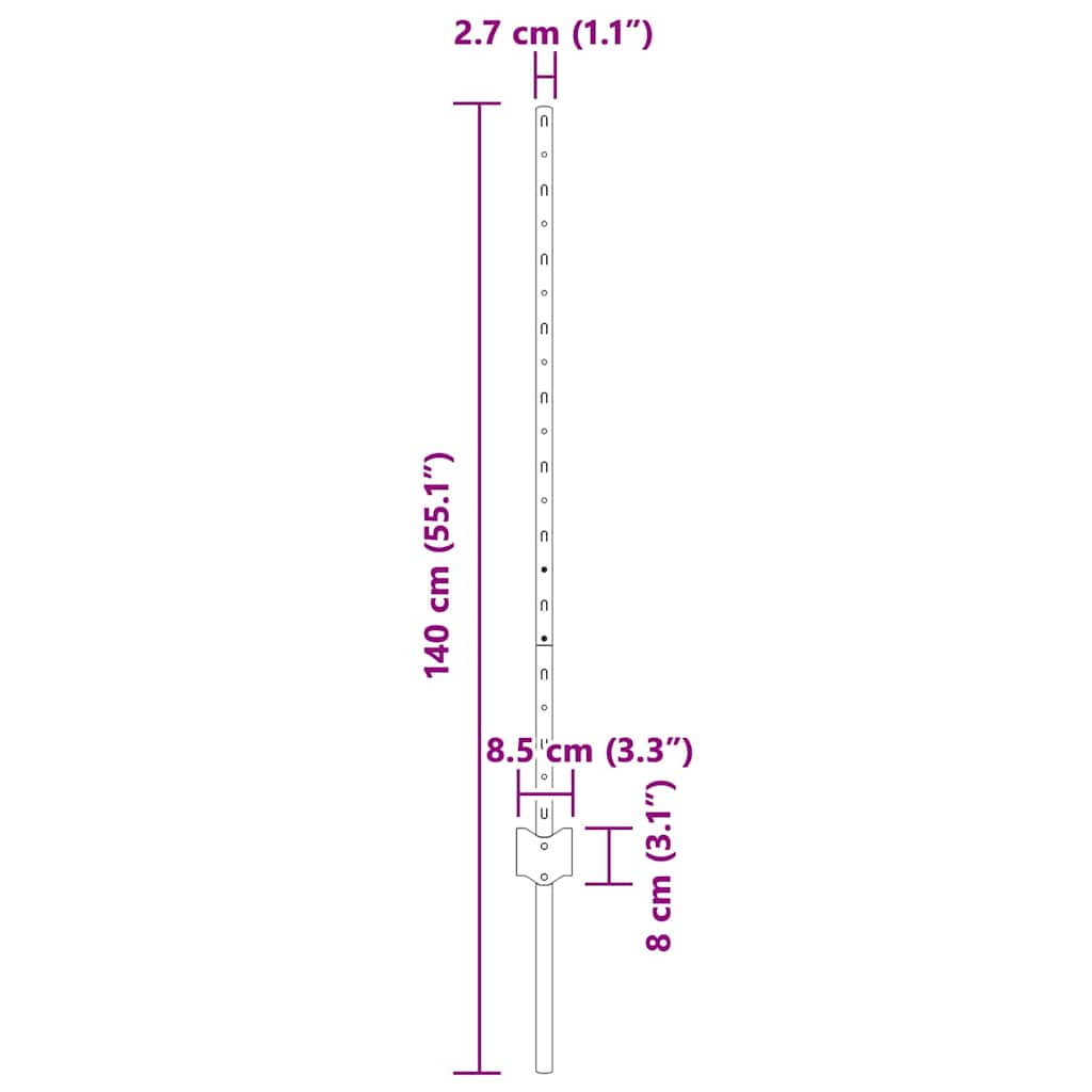 Innebygd gjerdepåle 44 stk. Grønn 140 cm Pulverlakkert stål