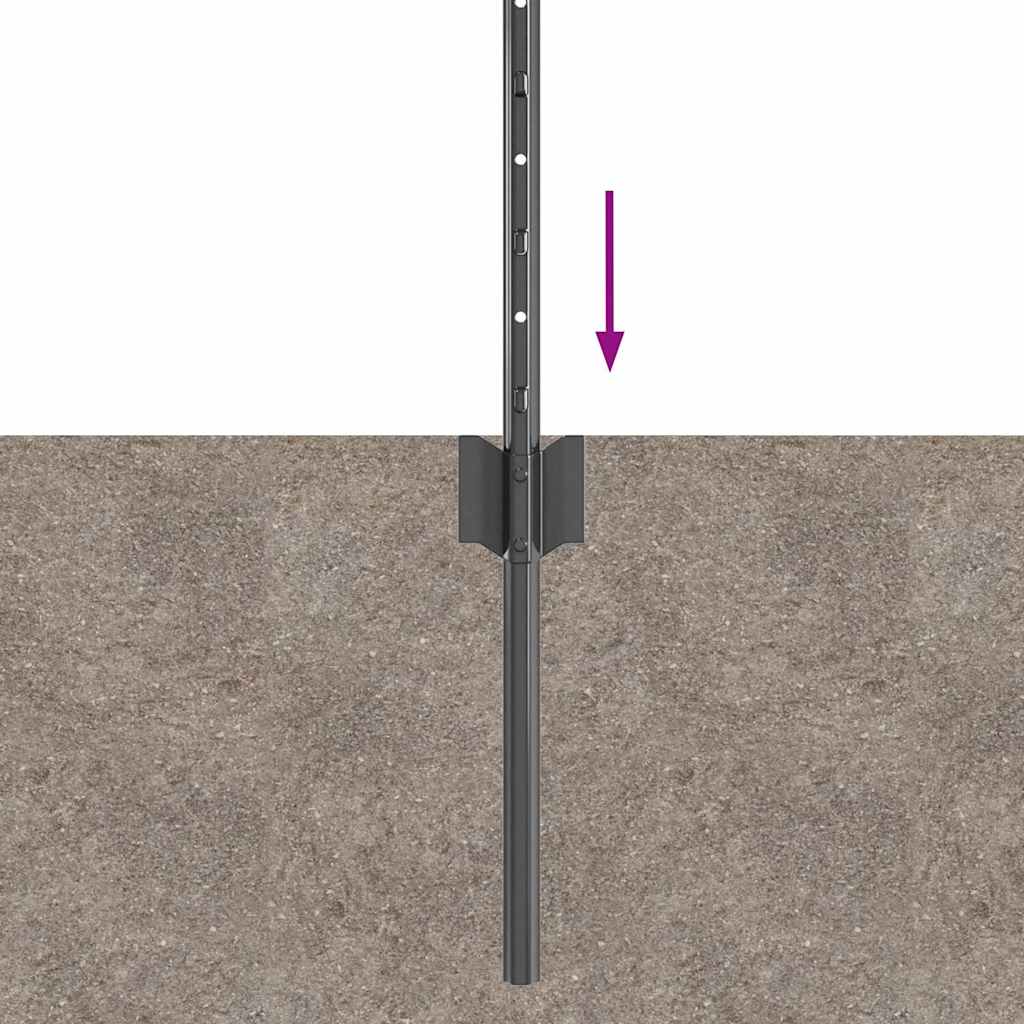 Innebygd gjerdepåle 22 stk. Grå 100 cm Pulverlakkert stål