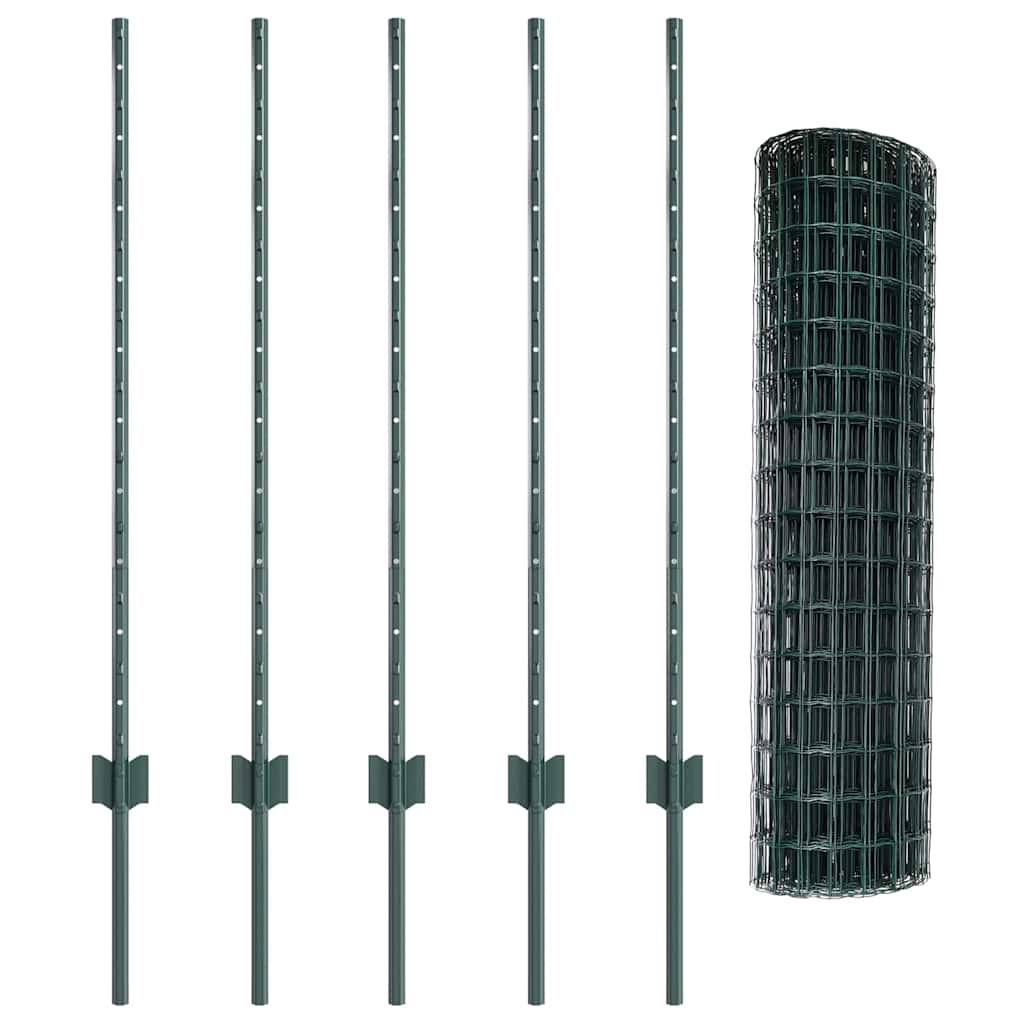 Euro gjerdet med stolpe 10 x 1 m PVC-belagt stål Grønn Mesh