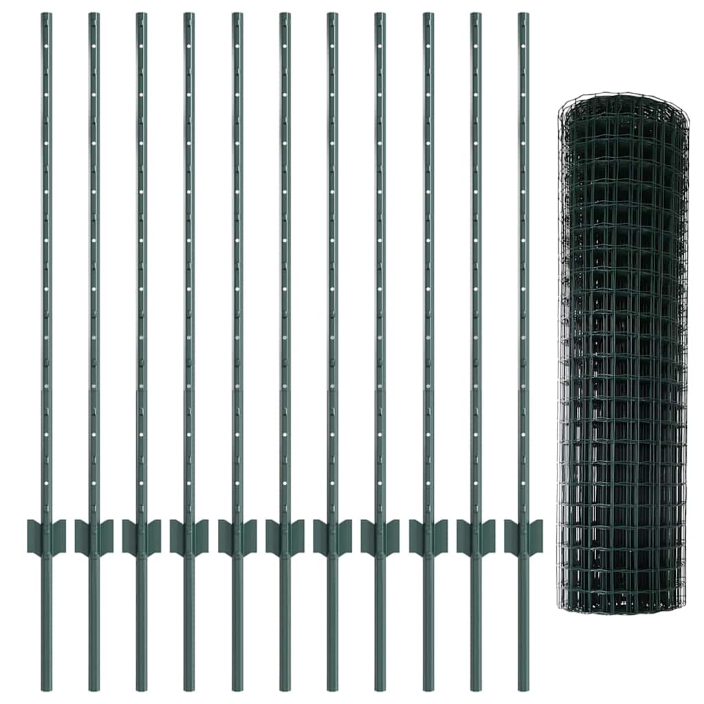 Euro gjerdet med stolpe 25 x 1 m PVC-belagt stål Grønn Mesh