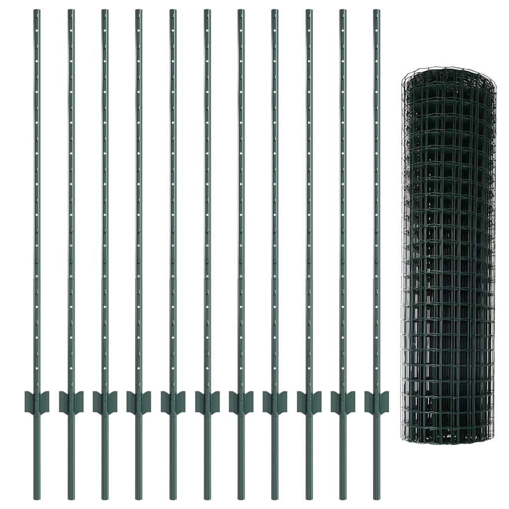 Euro gjerdet med stolpe 25 x 1,2 m PVC-belagt stål Grønn Mesh
