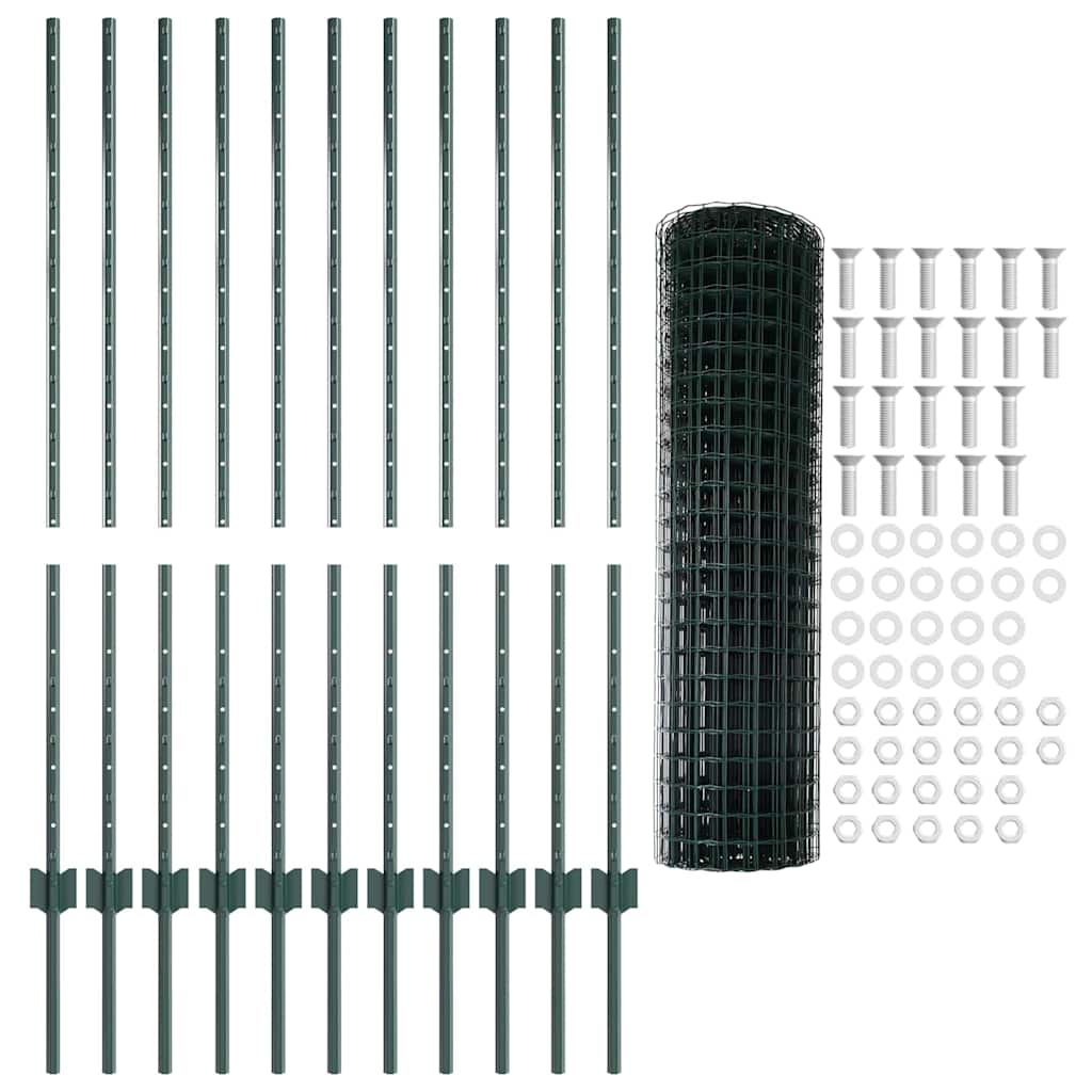 Euro gjerdet med stolpe 25 x 1,2 m PVC-belagt stål Grønn Mesh