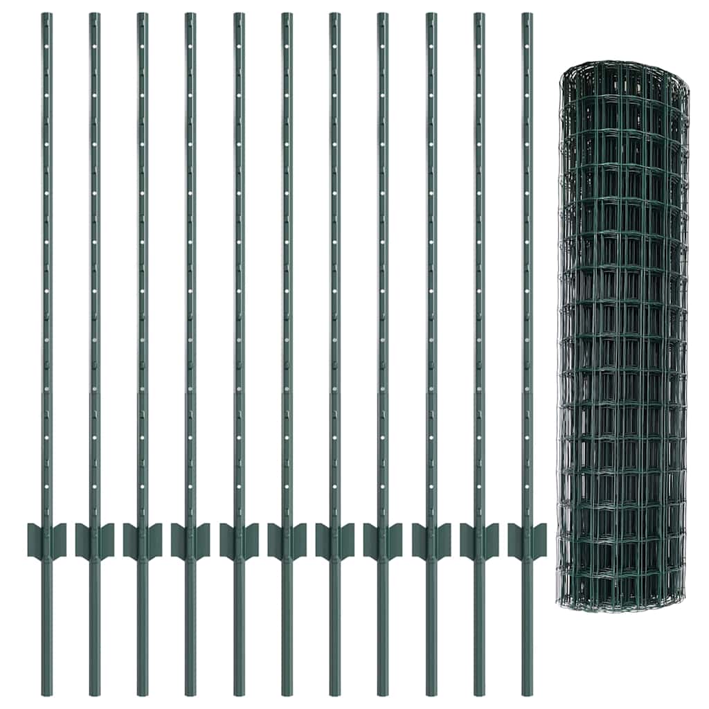 Euro gjerdet med stolpe 25 x 1 m PVC-belagt stål Grønn Mesh