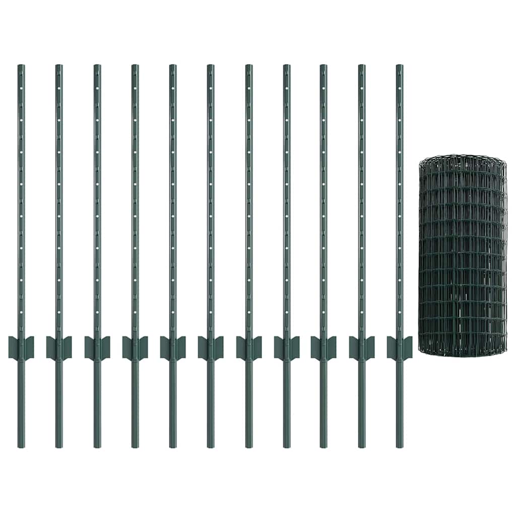 Euro gjerdet med stolpe 25 x 0,8 m PVC-belagt stål Grønn Mesh
