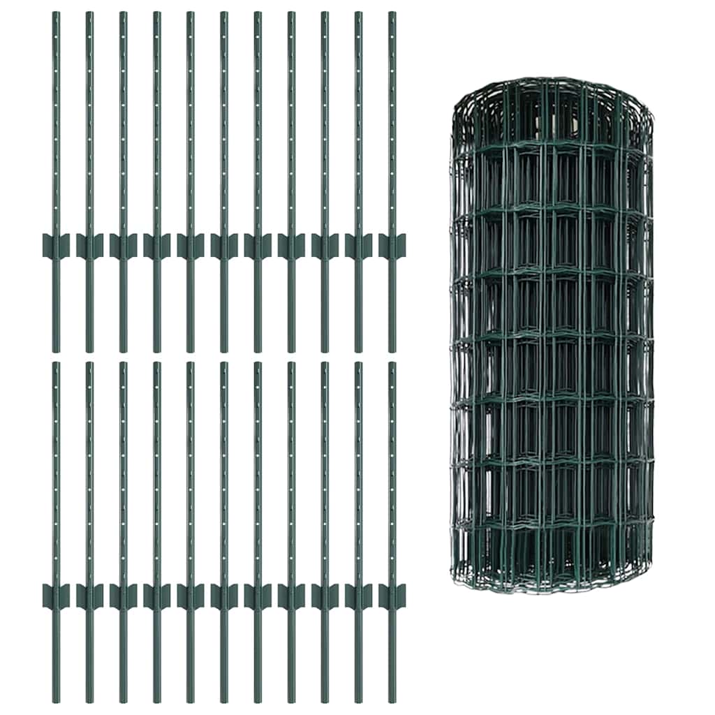Euro gjerdet med stolpe 50 x 0,6 m PVC-belagt stål Grønn Mesh
