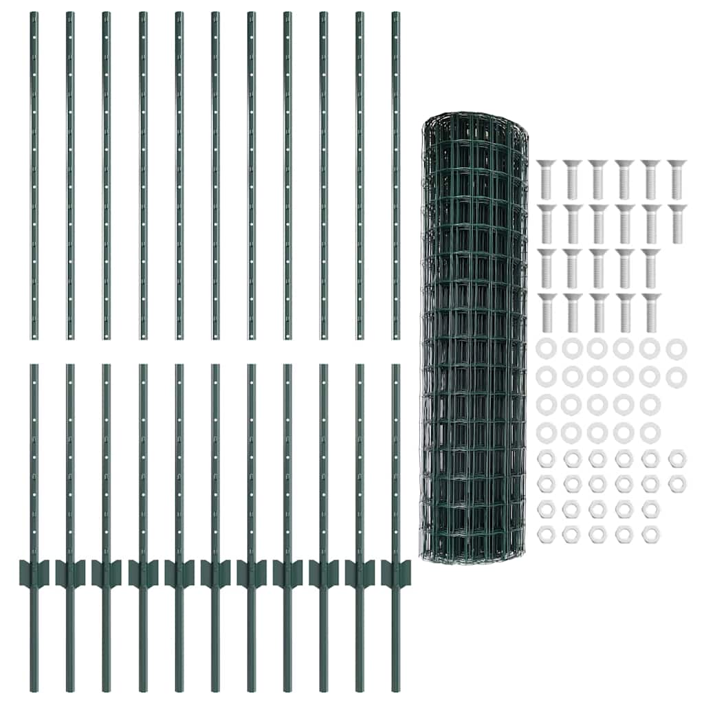 Euro gjerdet med stolpe 25 x 1,2 m PVC-belagt stål Grønn Mesh