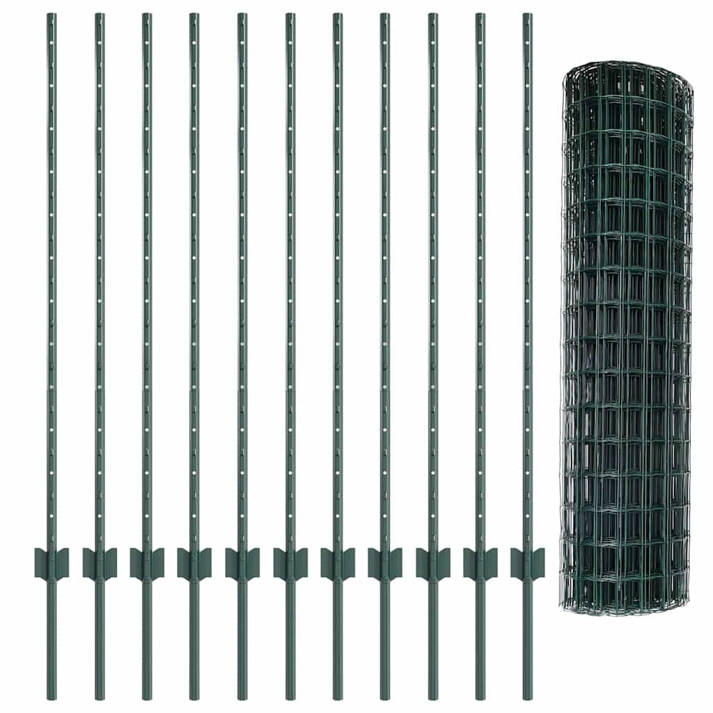 Euro gjerdet med stolpe 25 x 1,2 m PVC-belagt stål Grønn Mesh