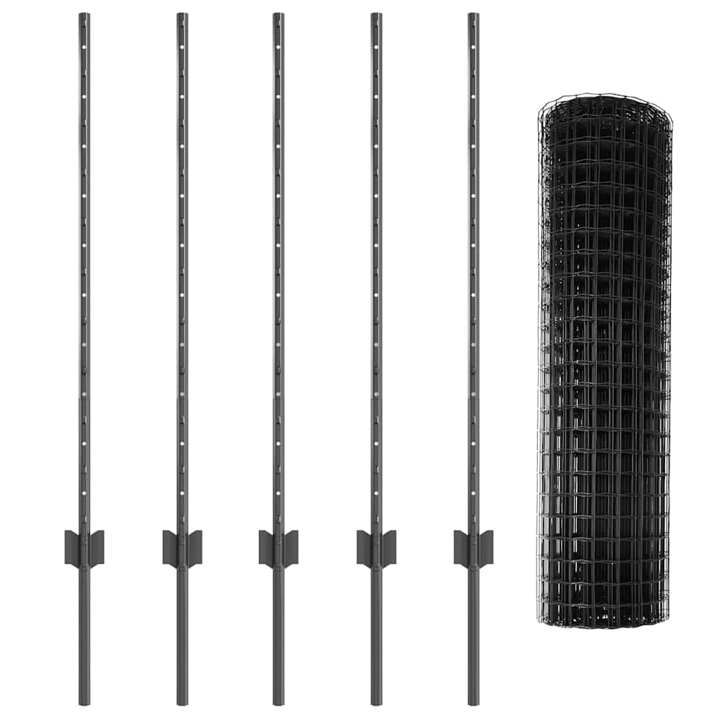 Euro gjerdet med stolpe 10 x 1 m PVC-belagt stål Grå Mesh