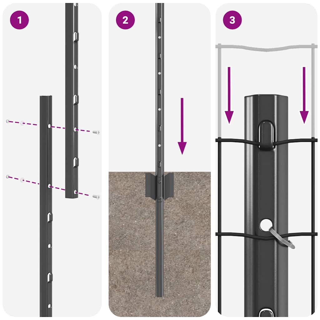 Euro gjerdet med stolpe 10 x 1,2 m PVC-belagt stål Grå Mesh